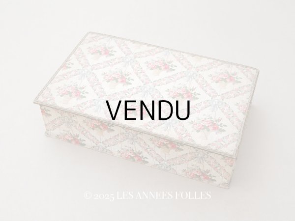 画像1: アンティーク ローズパニエ 大きなカルトナージュボックス 36×22.5×9.1cm (1)