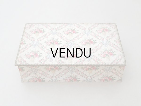 画像2: アンティーク ローズパニエ 大きなカルトナージュボックス 36×22.5×9.1cm (2)