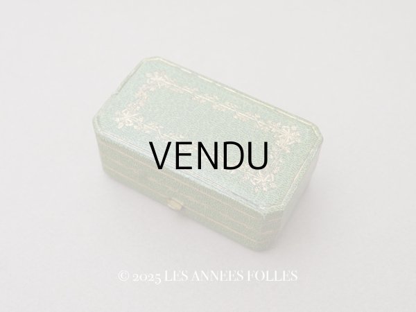 画像1: アンティーク リボン＆リーフのガーランド ジュエリーボックス グリーン (1)