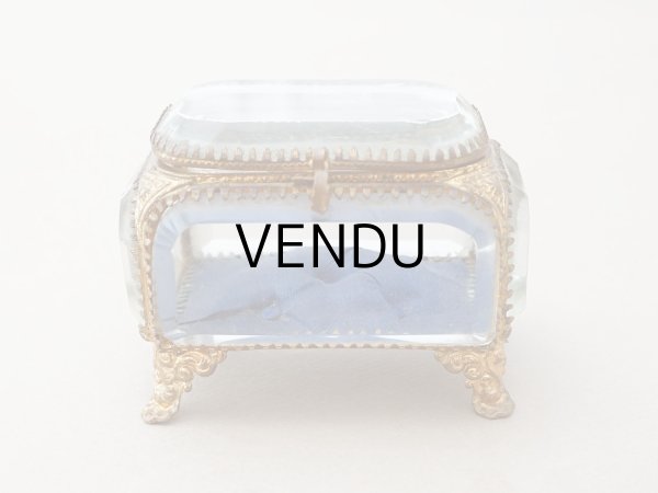 画像3: アンティーク ジュエリーボックス スモーキーブルーのシルククッション  (3)