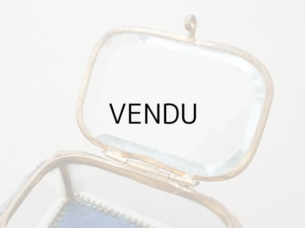 画像8: アンティーク ジュエリーボックス スモーキーブルーのシルククッション  (8)