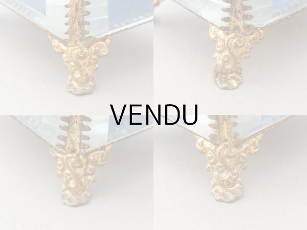 画像11: アンティーク ジュエリーボックス スモーキーブルーのシルククッション  (11)