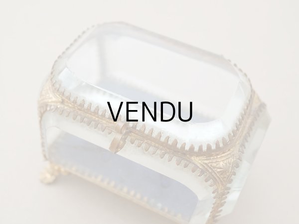 画像6: アンティーク ジュエリーボックス スモーキーブルーのシルククッション  (6)