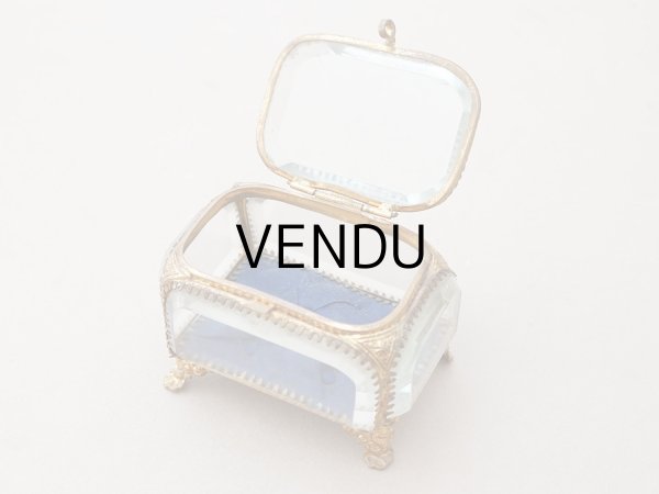 画像7: アンティーク ジュエリーボックス スモーキーブルーのシルククッション  (7)