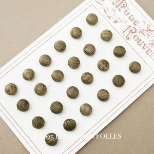 画像: アンティーク シルク製 くるみボタン 11mm 24ピース カーキ