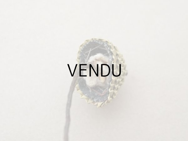 画像4: アンティーク  帽子飾り 鳥 オリーブグリーン (4)