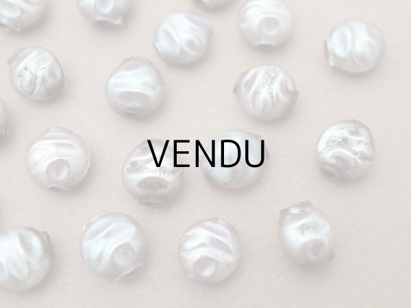 画像3: アンティーク サフィレット色 スフレビーズ 9mm 約30ピースのセット 吹きガラス製ビーズ  (3)