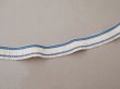 画像2: アンティーク  フリルリボン リネン製 ブルーのライン入り 生成り (2)