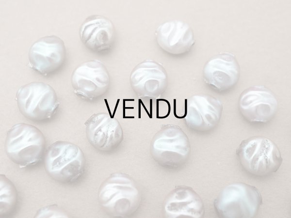 画像4: アンティーク サフィレット色 スフレビーズ 9mm 約30ピースのセット 吹きガラス製ビーズ  (4)