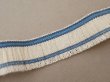 画像3: アンティーク  フリルリボン リネン製 ブルーのライン入り 生成り (3)