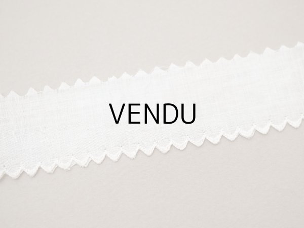 画像2: アンティーク スカラップレース 刺繍入り 3cm幅 コットンオーガンジー (2)