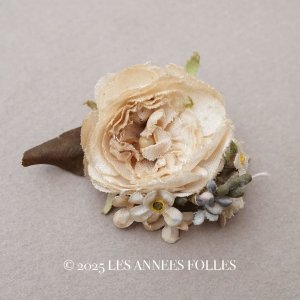 画像: アンティーク 小さな布花 薔薇&勿忘草 ドール用