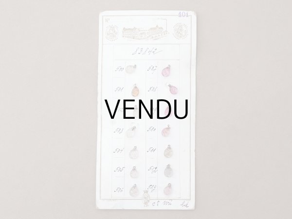 画像2: アンティーク  サンプラー ドロップ型 カット入り ガラスビーズ - A.S.F. - (2)