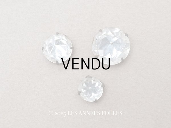 画像1: 19世紀末 アンティーク クリア グラスストーン 3ピースのセット ラインストーン (1)