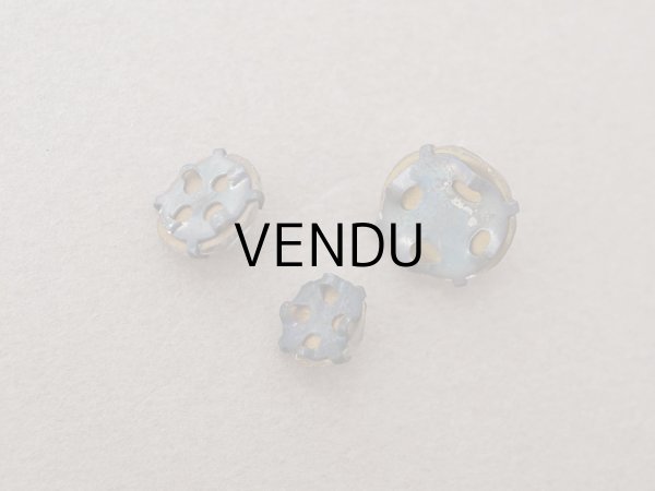 画像4: 19世紀末 アンティーク クリア グラスストーン 3ピースのセット ラインストーン (4)