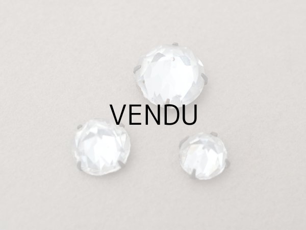 画像3: 19世紀末 アンティーク クリア グラスストーン 3ピースのセット ラインストーン (3)