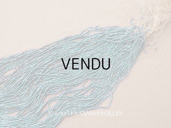 画像1: アンティーク ガラスビーズ ターコイズグリーン 1×3mm  (1)