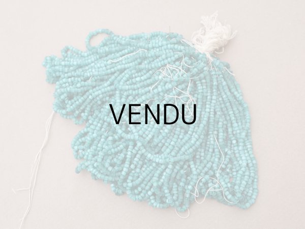 画像2: アンティーク ガラス製 サティネビーズ ターコイズグリーン 98g 1cm=6粒  (2)