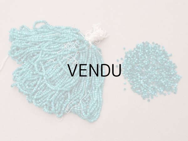 画像3: アンティーク ガラス製 サティネビーズ ターコイズグリーン 98g 1cm=6粒  (3)