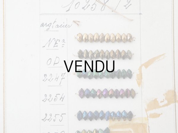 画像3: 19世紀末 アンティーク  サンプラー ガラスビーズ - AS & JHJS - (3)