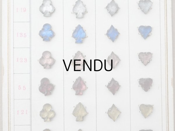 画像4: 19世紀末 アンティーク  サンプラー トランプモチーフ ガラスビーズ - AS & JHJS - (4)