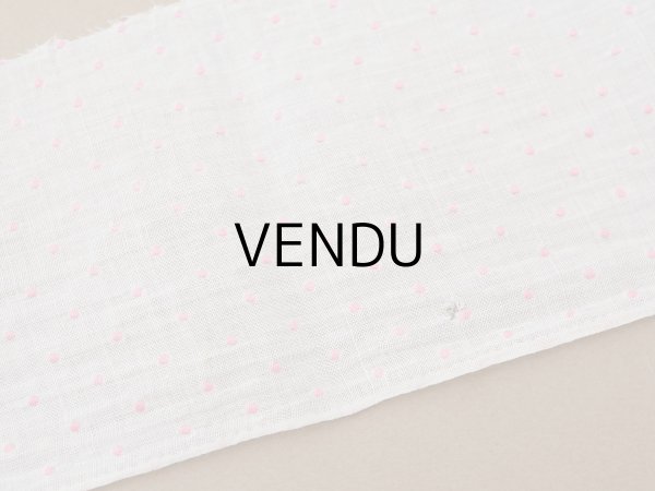 画像5: アンティーク ピンクの小さなドット刺繍入り コットンオーガンジー 6.57m ファブリック 生地 (5)