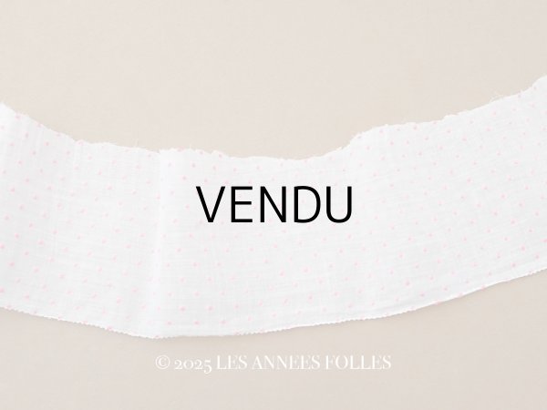 画像1: アンティーク ピンクの小さなドット刺繍入り コットンオーガンジー 6.57m ファブリック 生地 (1)