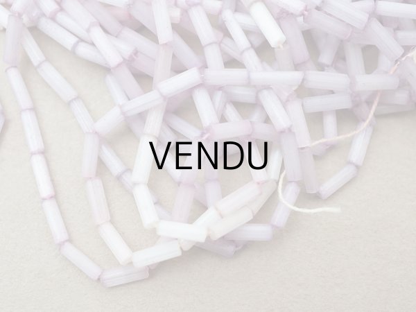 画像6: アンティーク ガラス製 サティネビーズ 淡いパープル 竹ビーズ 6.5mm (6)