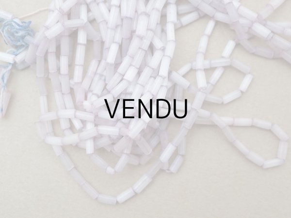 画像3: アンティーク ガラス製 サティネビーズ 淡いパープル 竹ビーズ 6.5mm (3)