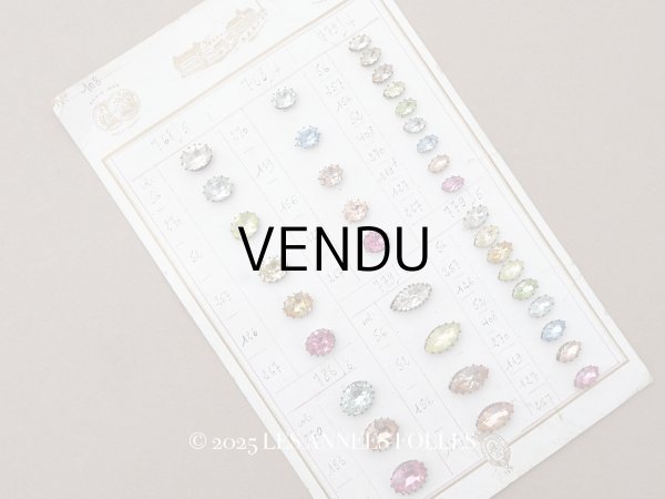 画像1: 19世紀末 アンティーク  サンプラー 大きなラインストーン パステルカラー グラスストーン - A.S.F - (1)