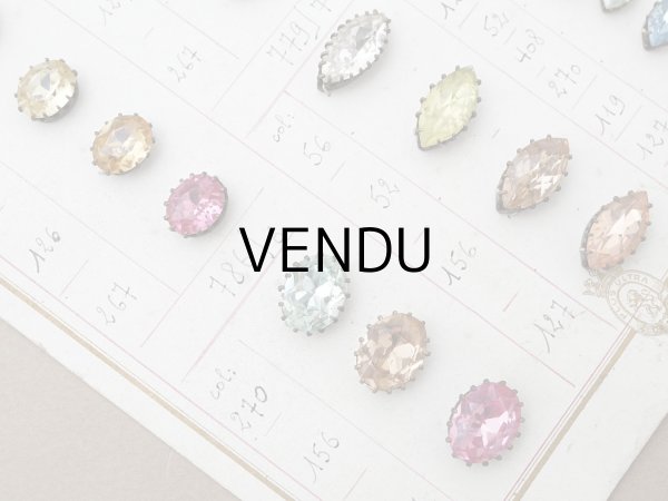 画像6: 19世紀末 アンティーク  サンプラー 大きなラインストーン パステルカラー グラスストーン - A.S.F - (6)