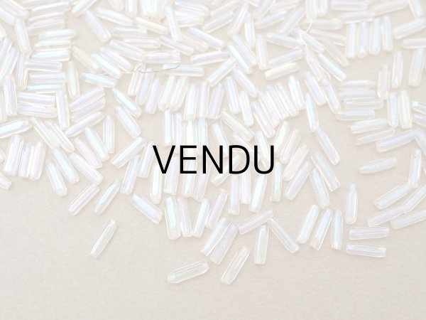 画像5: アンティーク ガラスビーズ カット入り オーロラ加工 ライン入り 2×7mm ストライプ 40g (5)