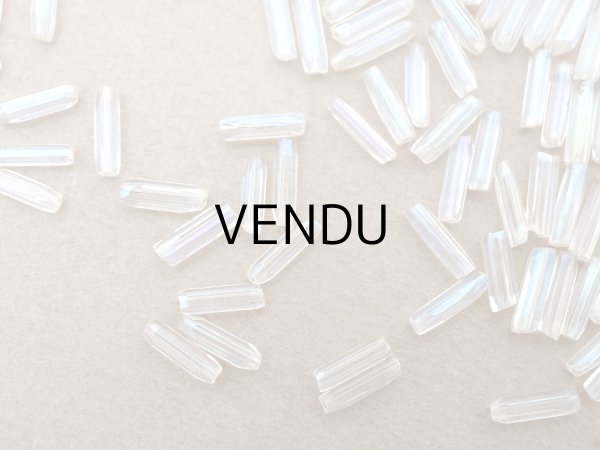 画像4: アンティーク ガラスビーズ カット入り オーロラ加工 ライン入り 2×7mm ストライプ 40g (4)