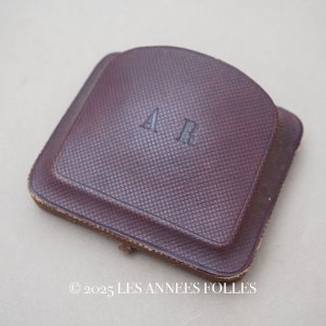 画像: 19世紀 アンティーク AR イニシャル入り ジュエリーボックス ボルドーブラウン ペンダント＆ピアス 