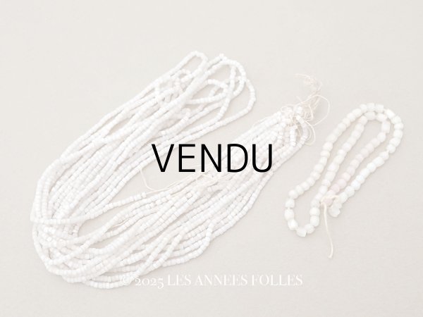 画像1: アンティーク ガラス製 サティネビーズ カット入り オフホワイト 2種セット 24g (1)