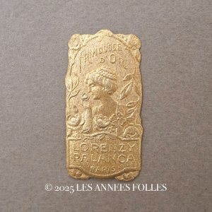 画像: アンティーク 小さなパフュームラベル 貴婦人と薔薇 FRIMOUSSE D'OR - LORENZY-PALANCA -
