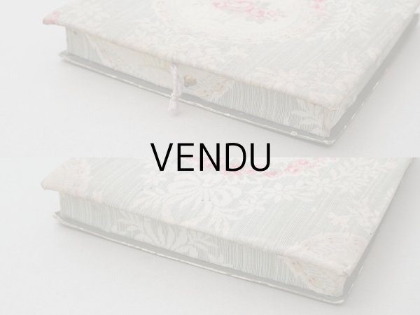 画像7: アンティーク 薔薇の花かごのメダイヨン カルトナージュボックス オリーブグリーン (7)