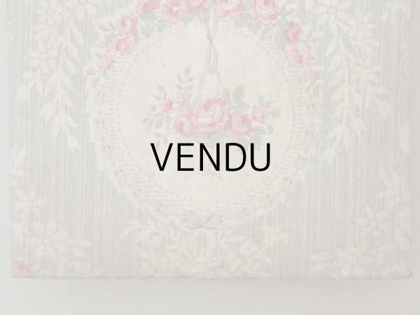 画像4: アンティーク 薔薇の花かごのメダイヨン カルトナージュボックス オリーブグリーン (4)