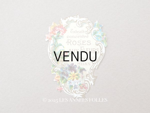 画像1: アンティーク パフュームラベル EXTRAIT CONCENTRE ROSES AUX FLEURS - E.MARTILLI MILAN - (1)
