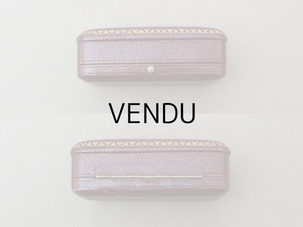 画像7: アンティーク 本革製 ジュエリーボックス 金彩入り ボルドー エパングル (7)