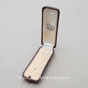 画像: アンティーク 本革製 ジュエリーボックス ボルドー エパングル