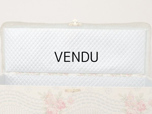 画像16: アンティーク グローブボックス 薔薇模様のカルトナージュボックス　 (16)