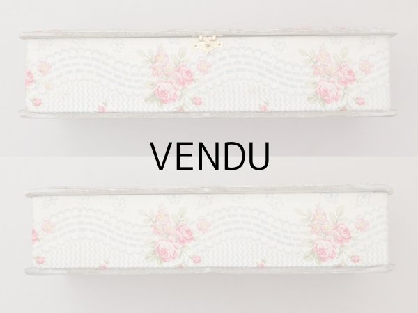 画像7: アンティーク グローブボックス 薔薇模様のカルトナージュボックス　 (7)