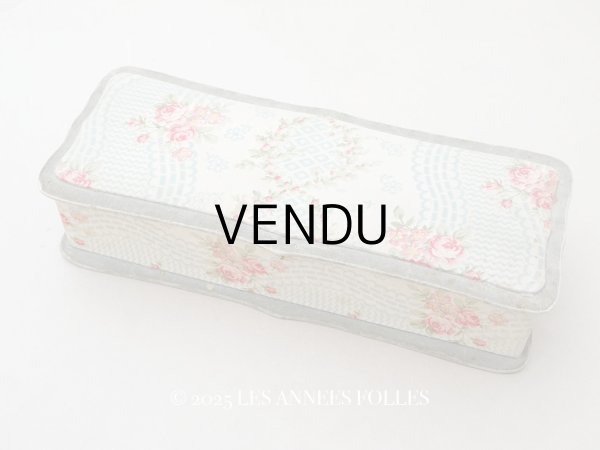 画像1: アンティーク グローブボックス 薔薇模様のカルトナージュボックス　 (1)