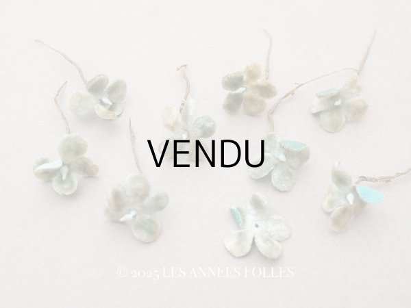 画像1: 【クリスマスセール2025対象外】アンティーク ベルベットの布花 9ピースのセット ブルーグリーン (1)