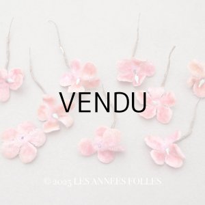 画像: 【クリスマスセール2025対象外】アンティーク ベルベットの布花 9ピースのセット ピンク