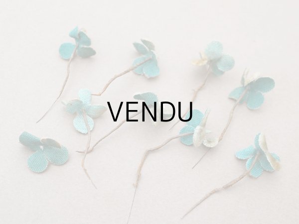 画像5: 【クリスマスセール2025対象外】アンティーク ベルベットの布花 9ピースのセット ブルーグリーン (5)