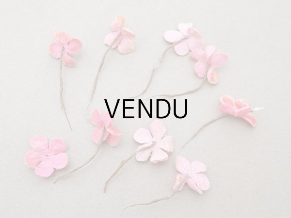 画像5: 【クリスマスセール2025対象外】アンティーク ベルベットの布花 9ピースのセット ピンク (5)