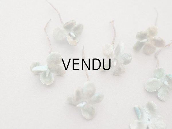 画像4: 【クリスマスセール2025対象外】アンティーク ベルベットの布花 9ピースのセット ブルーグリーン (4)