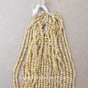 画像: アンティーク ライン入り クリア&シャンパンゴールド シードビーズ ガラスビーズ 55〜62g